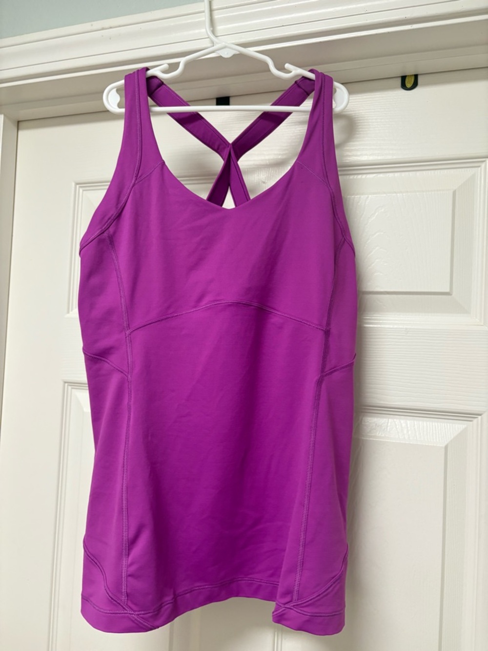 Lululemon Cross My Heart Tank Purple Magenta Women  Shelf Bra Yoga Racerback 10